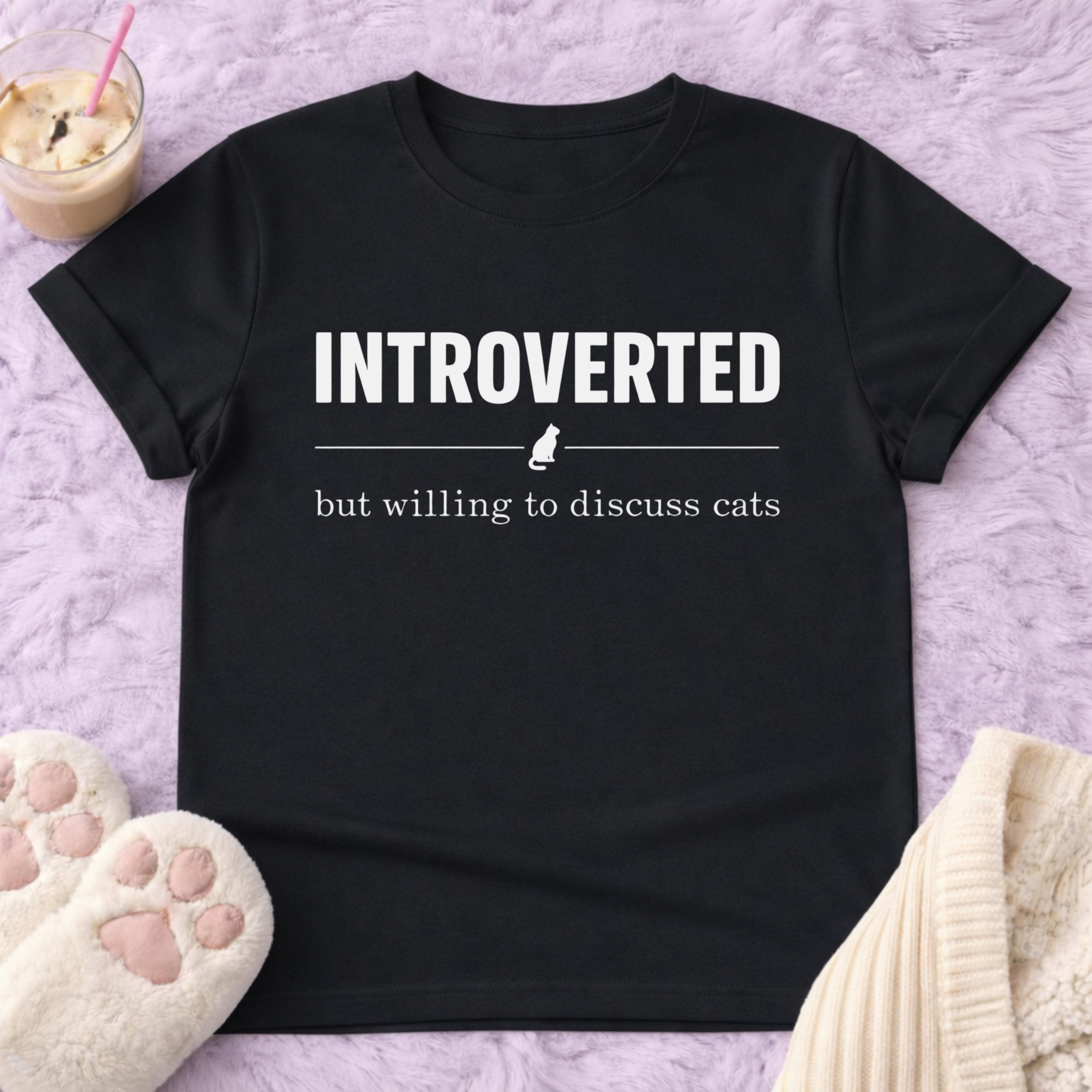 Introverted But Willing to Disuss cats T-Shirt