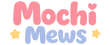 Pastel-colored 'Mochi Mews' logo with stars on a white background