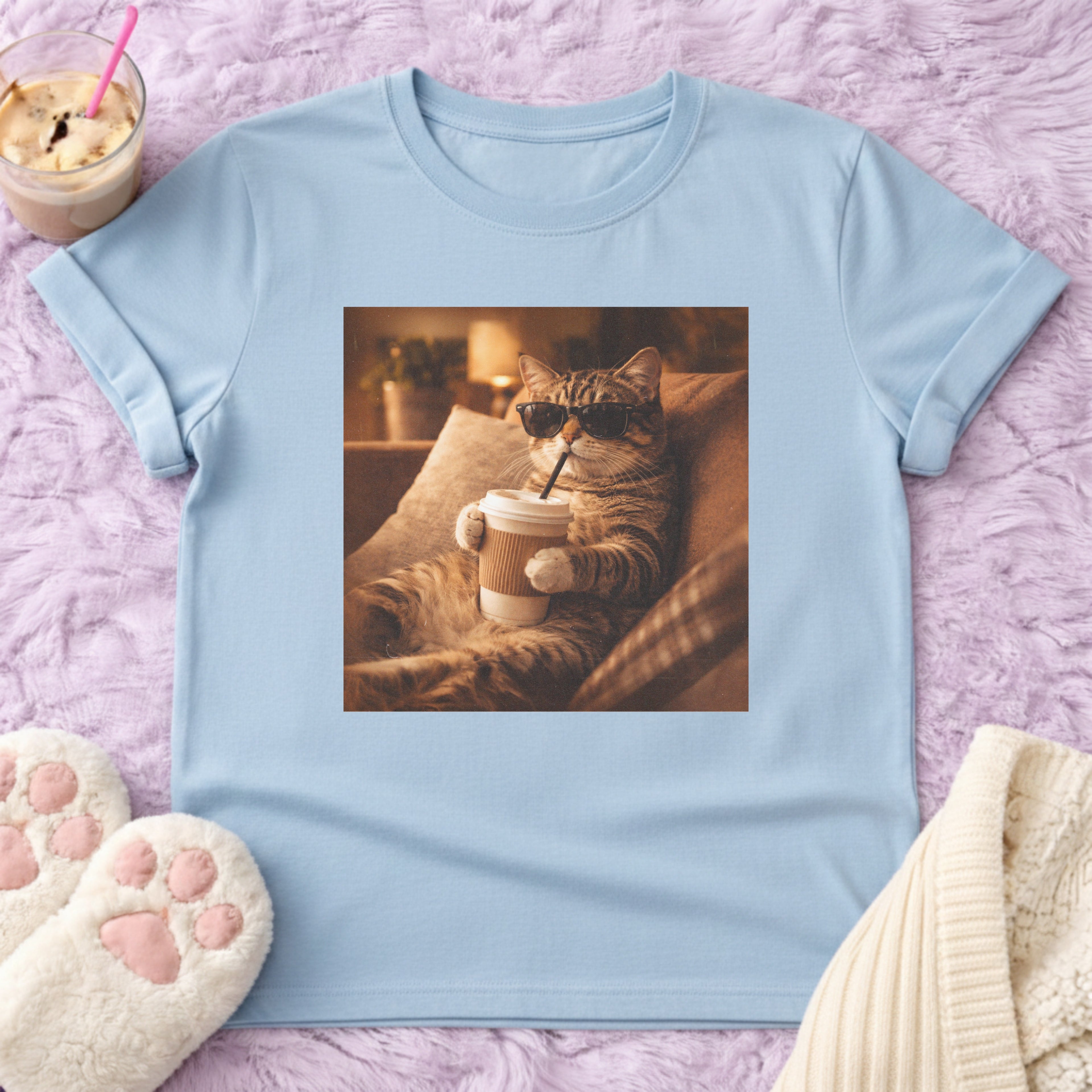 Chill Cat & Coffee Vintage T-Shirt