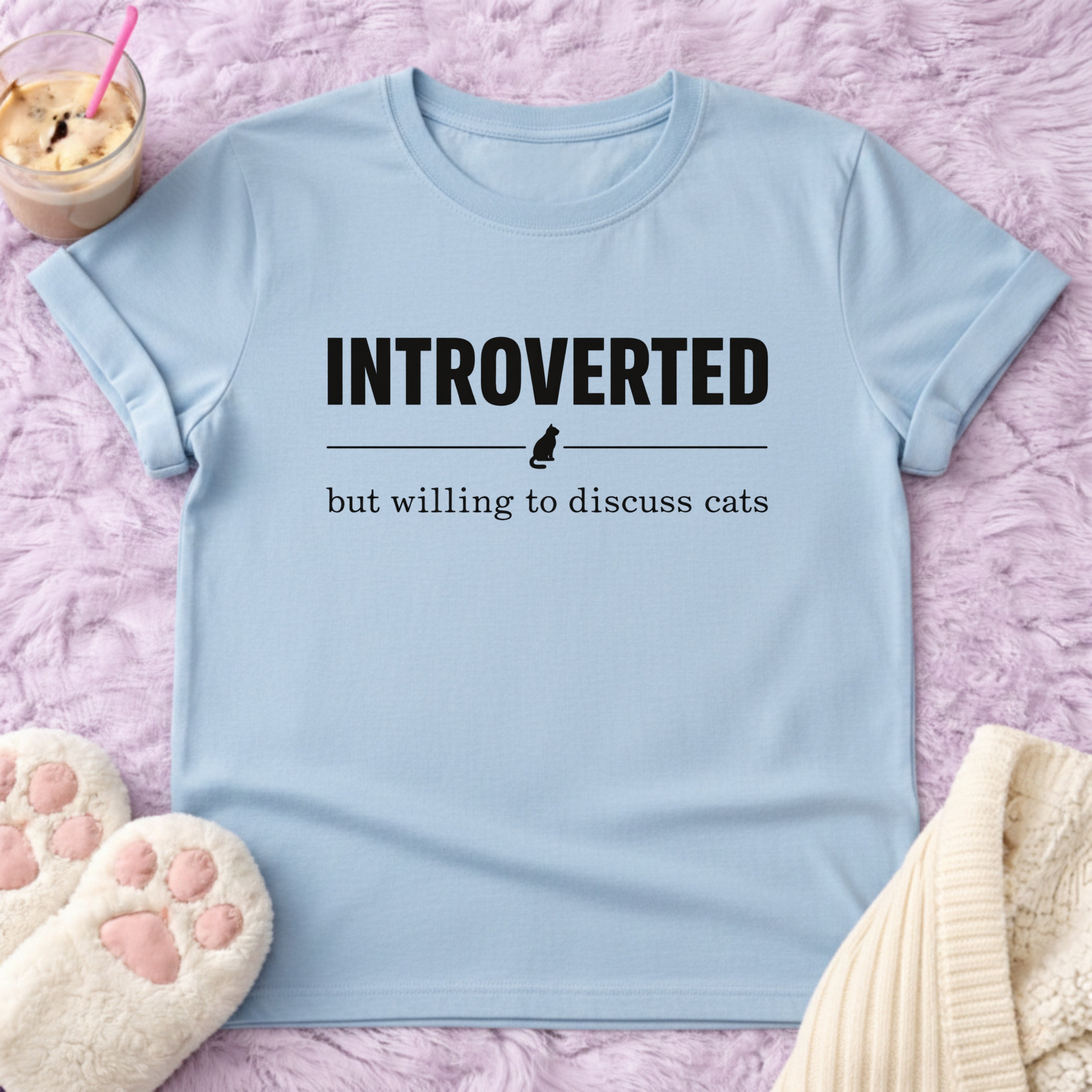 Introverted But Willing to Disuss cats T-Shirt
