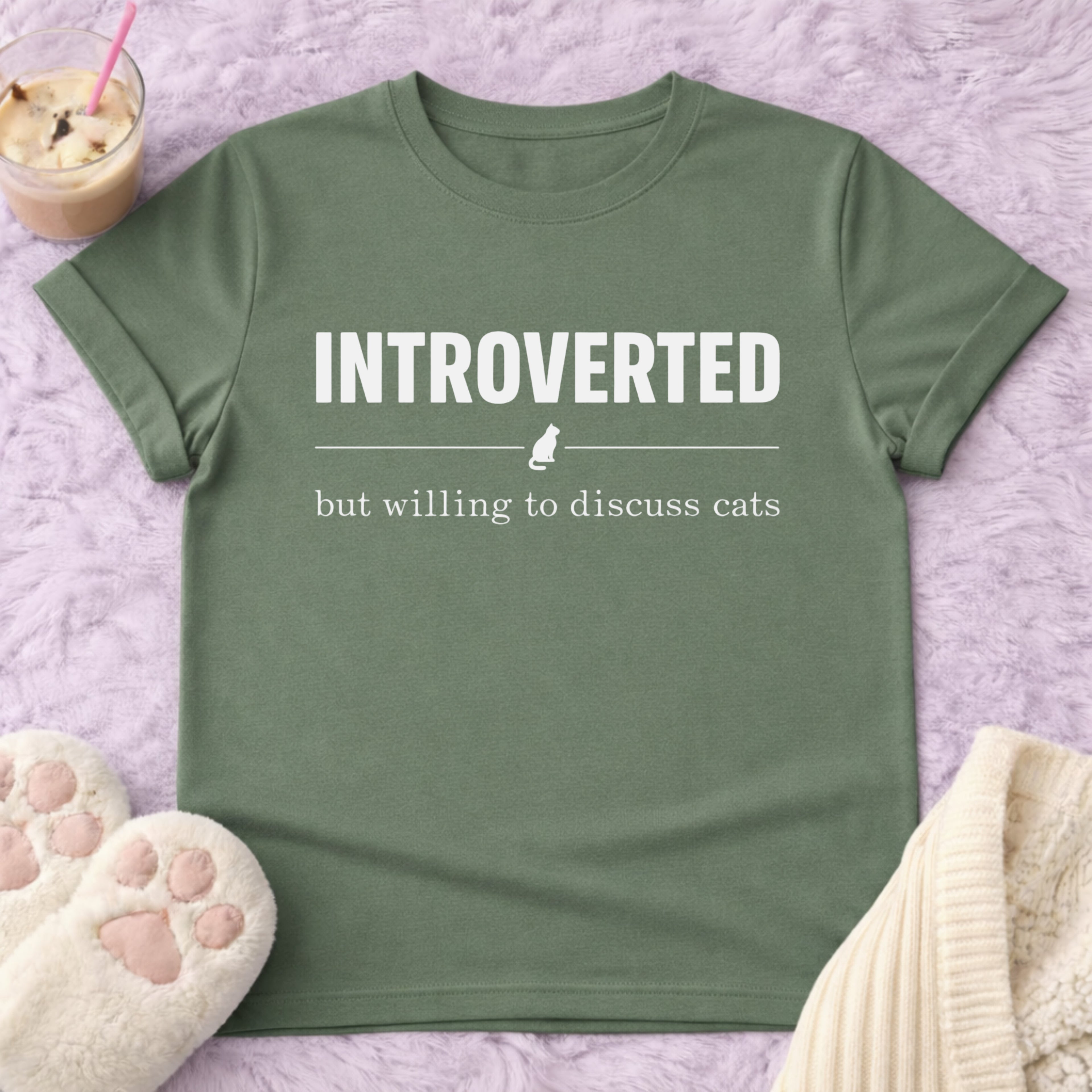 Introverted But Willing to Disuss cats T-Shirt
