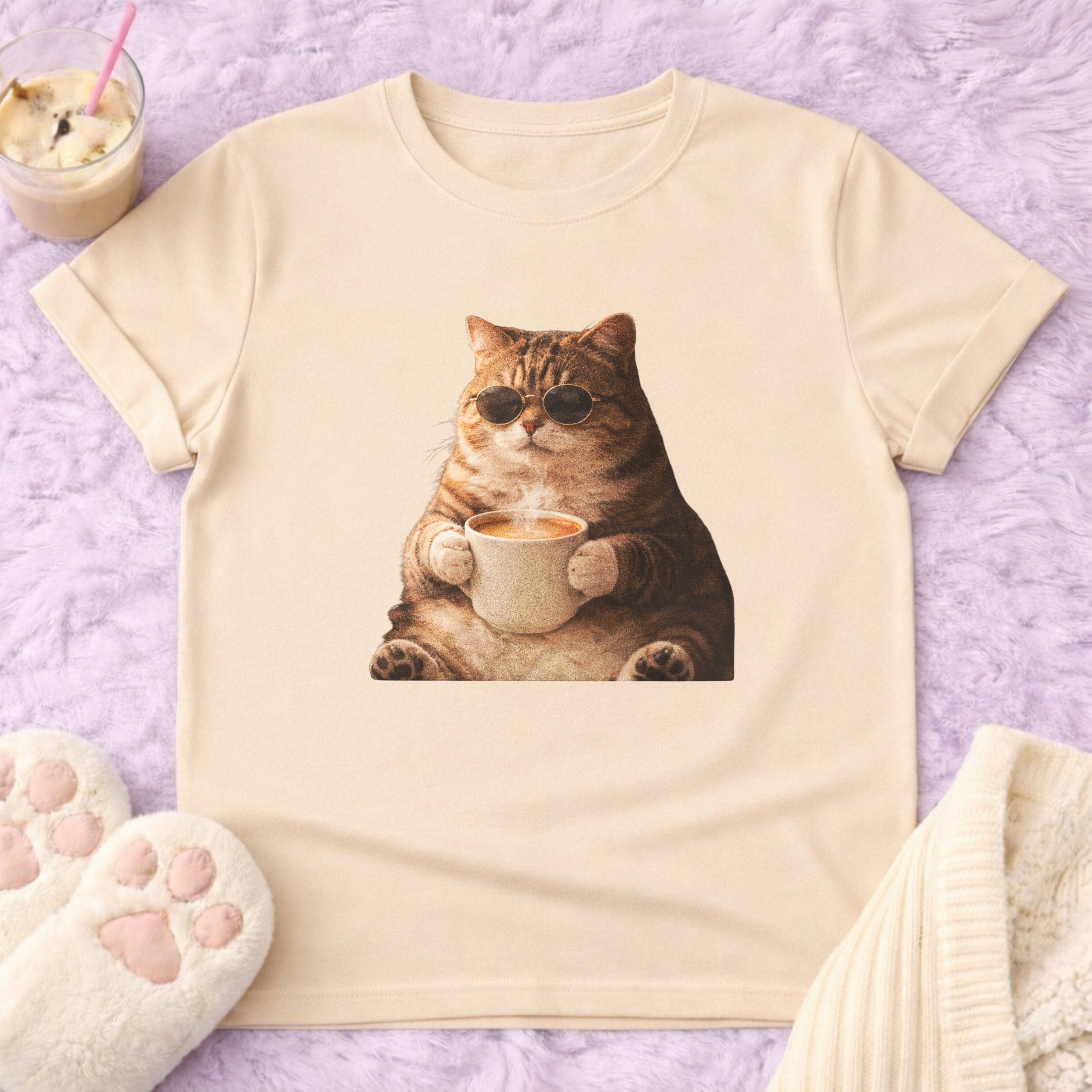 Coffee & Chill Cat Vintage T-Shirt