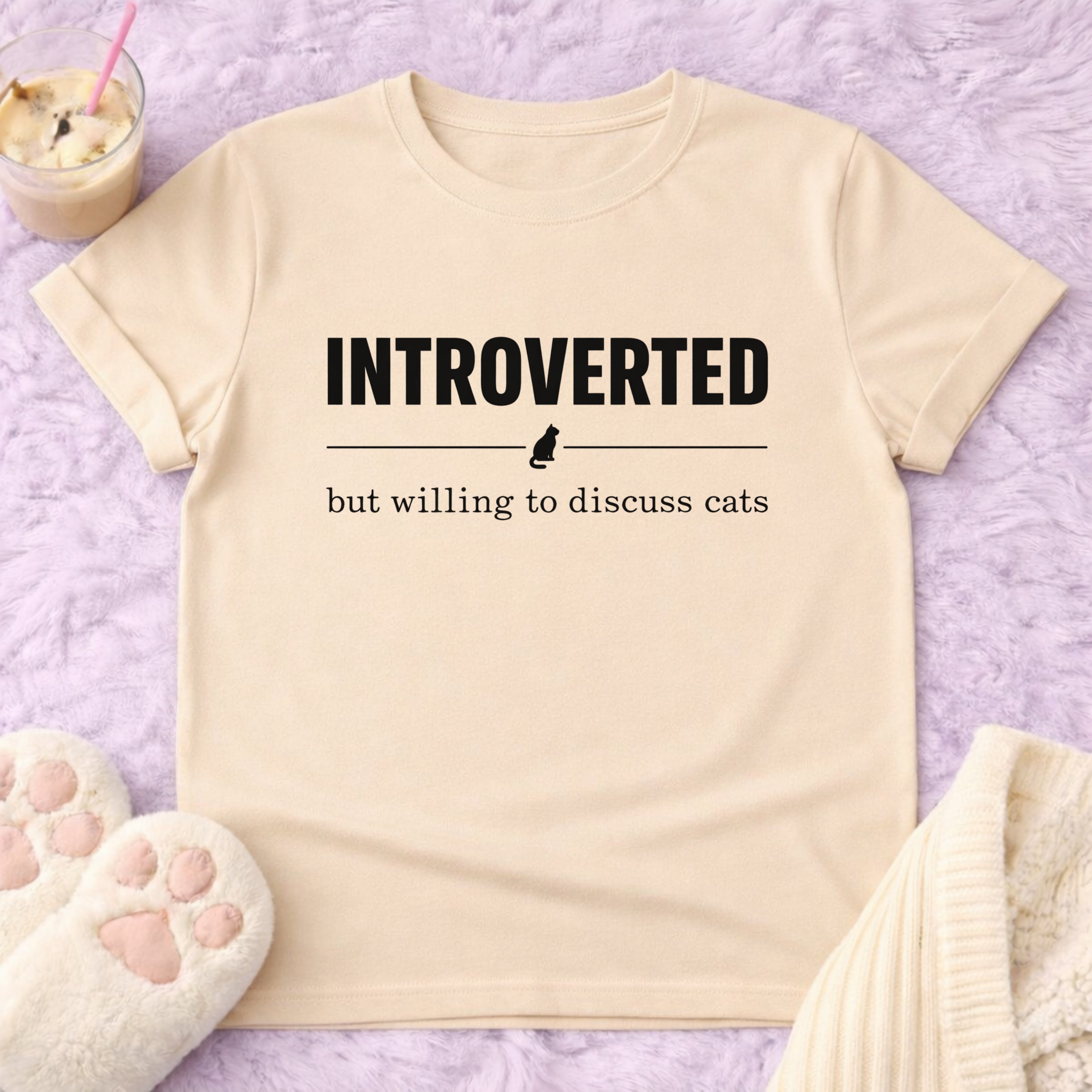 Introverted But Willing to Disuss cats T-Shirt