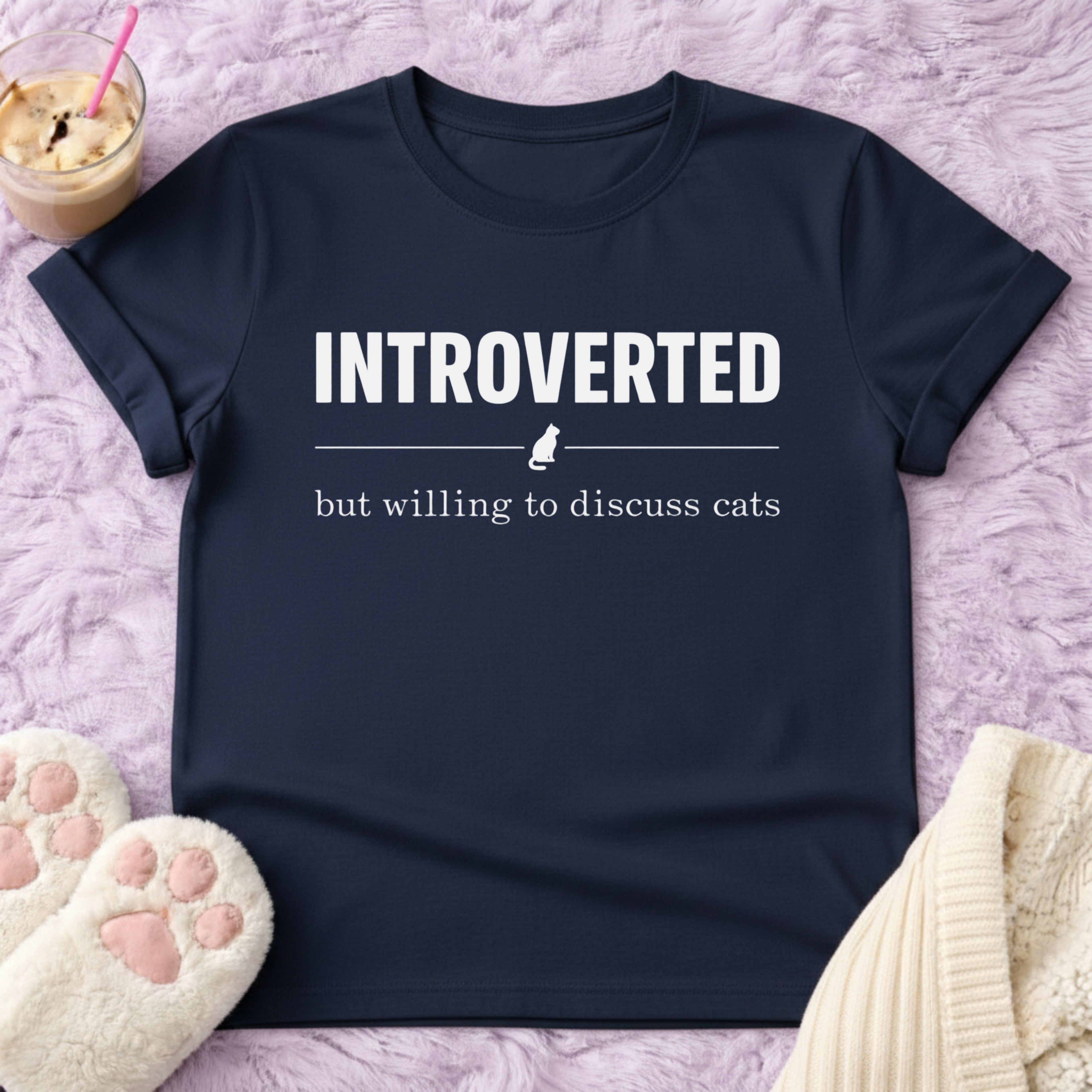Introverted But Willing to Disuss cats T-Shirt
