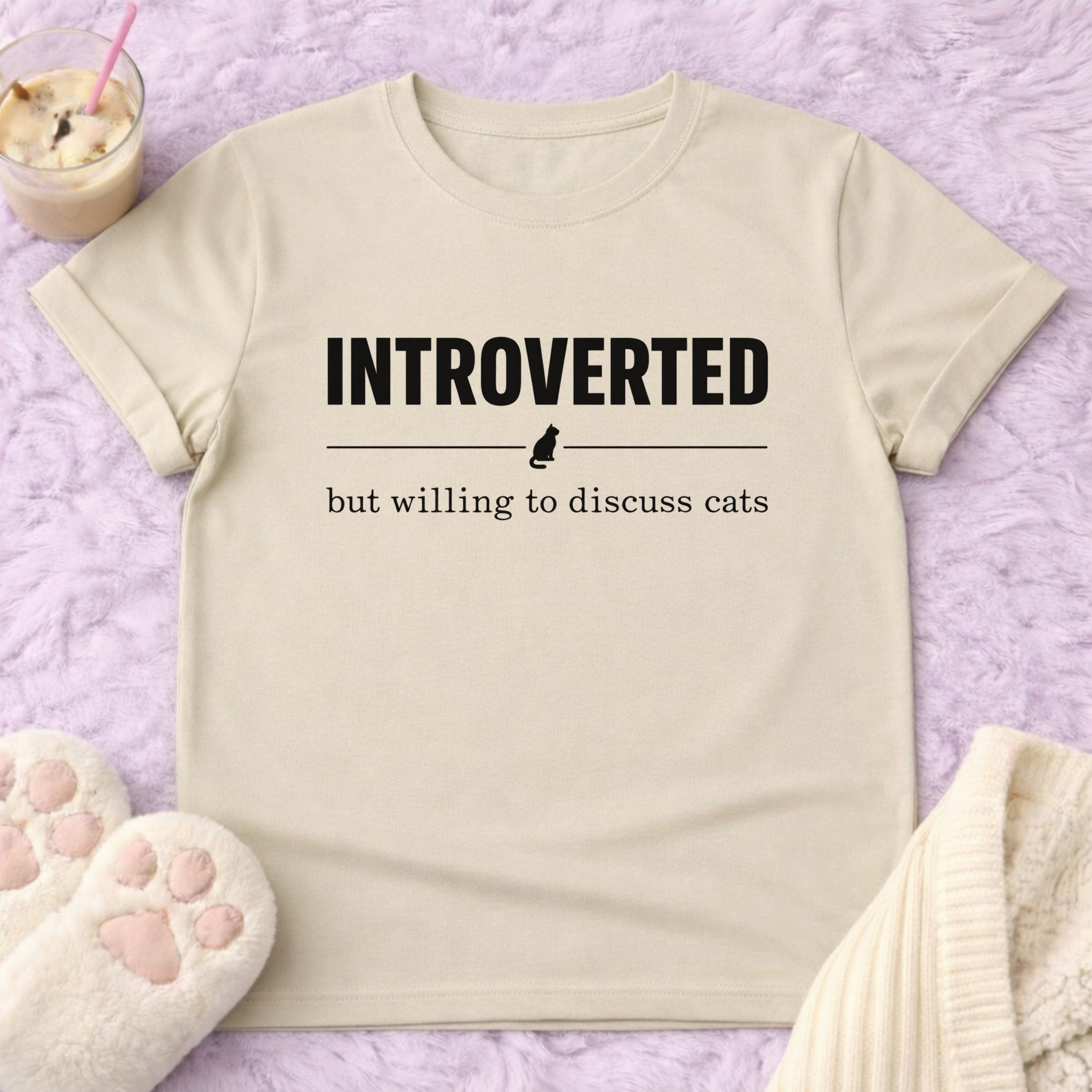Introverted But Willing to Disuss cats T-Shirt