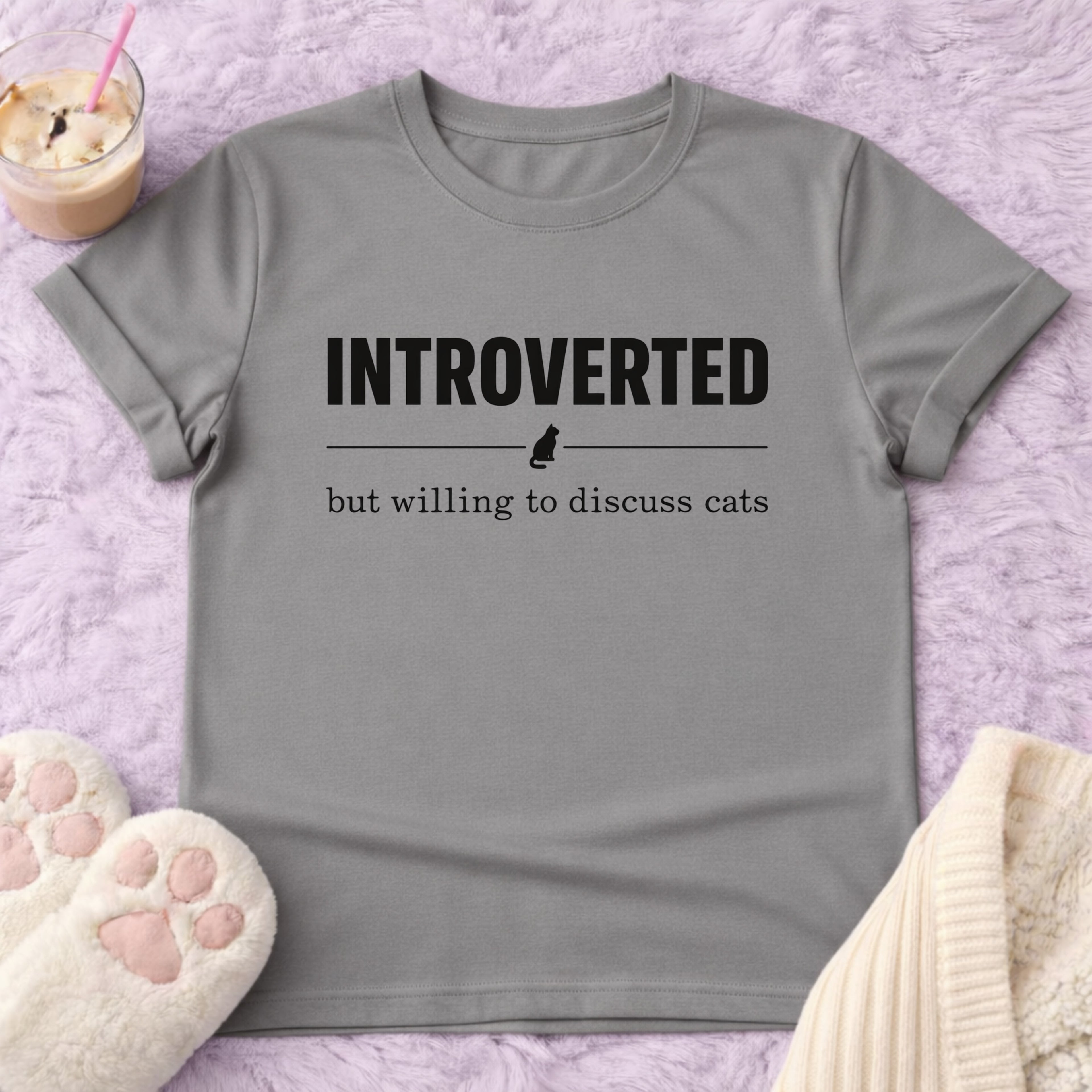 Introverted But Willing to Disuss cats T-Shirt
