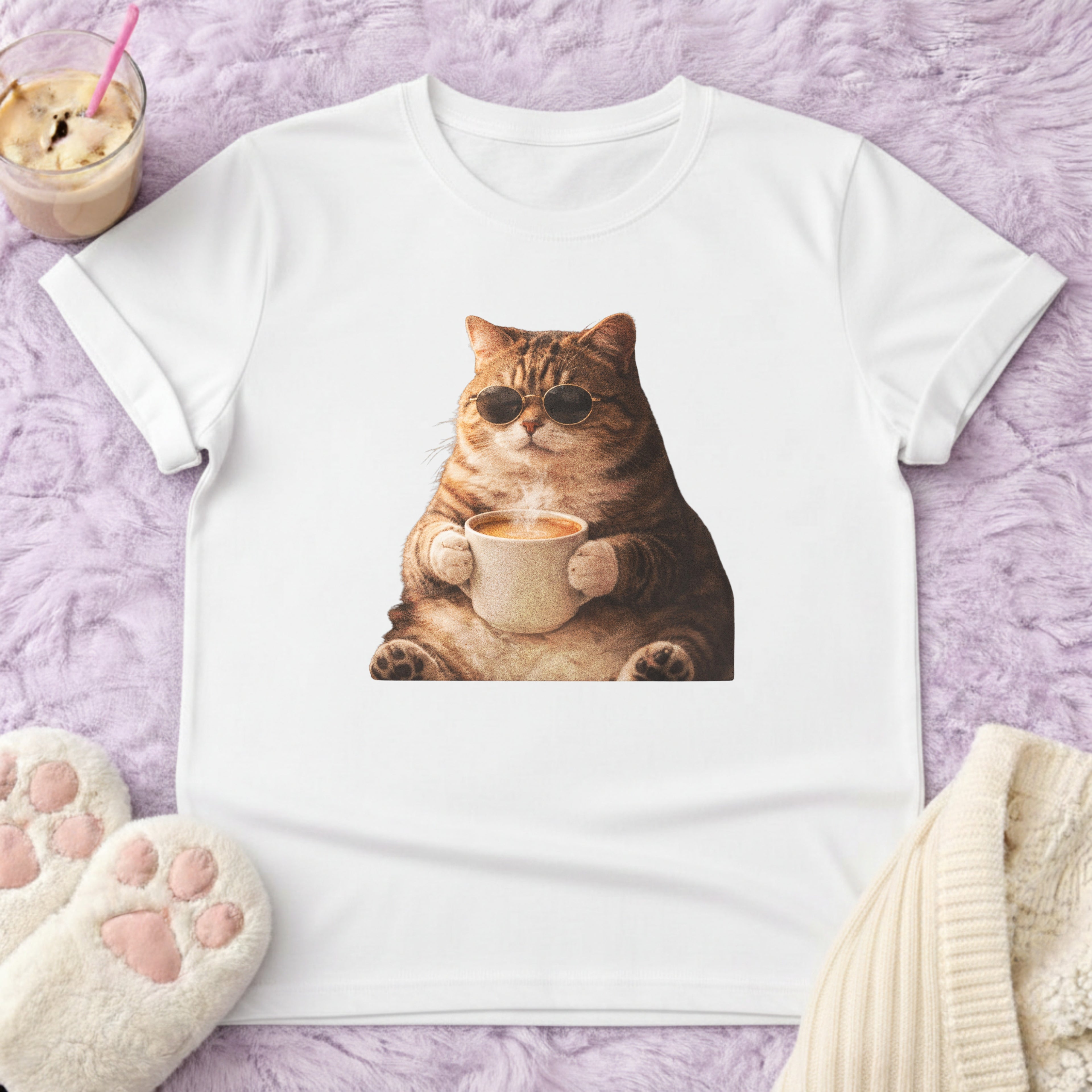 Coffee & Chill Cat Vintage T-Shirt