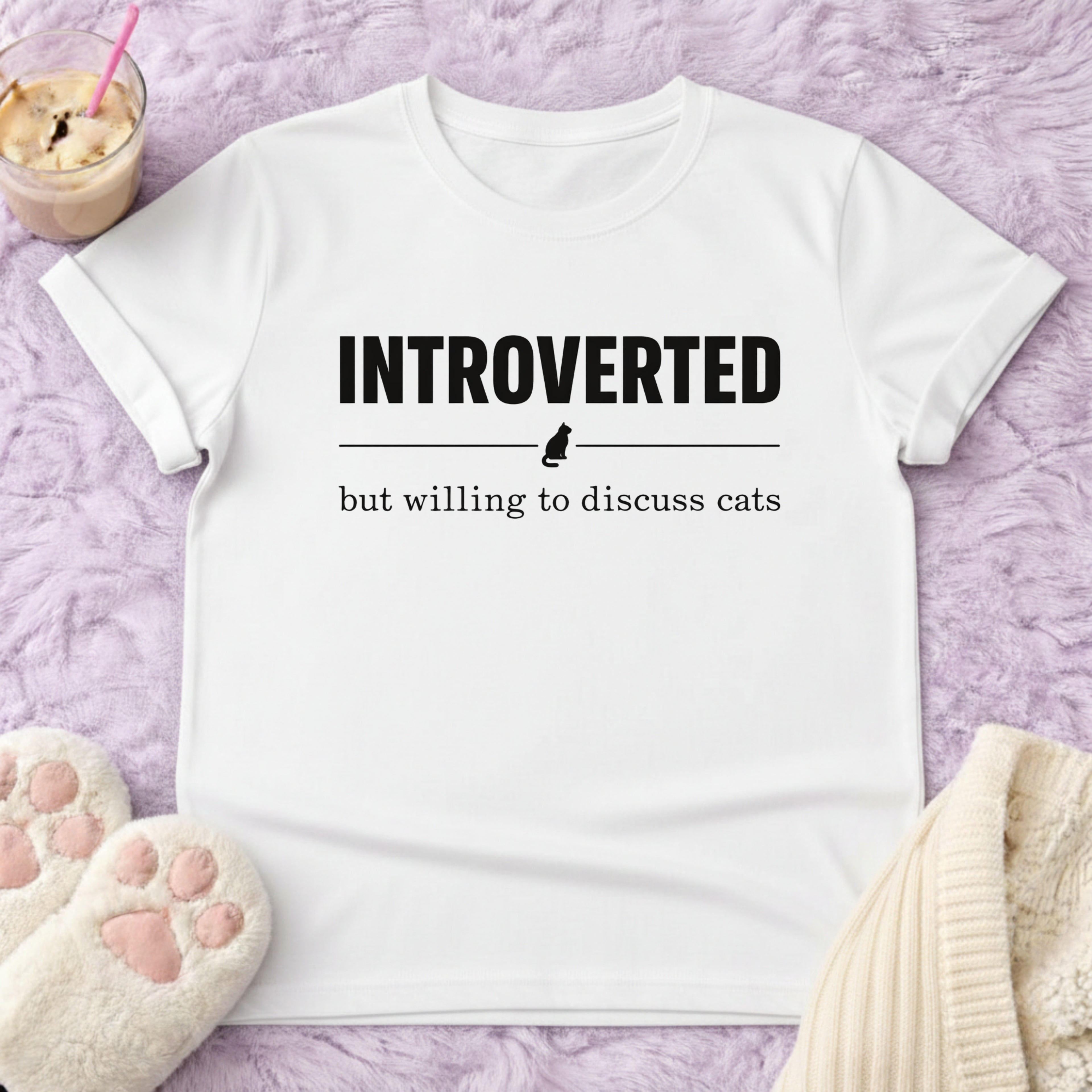 Introverted But Willing to Disuss cats T-Shirt